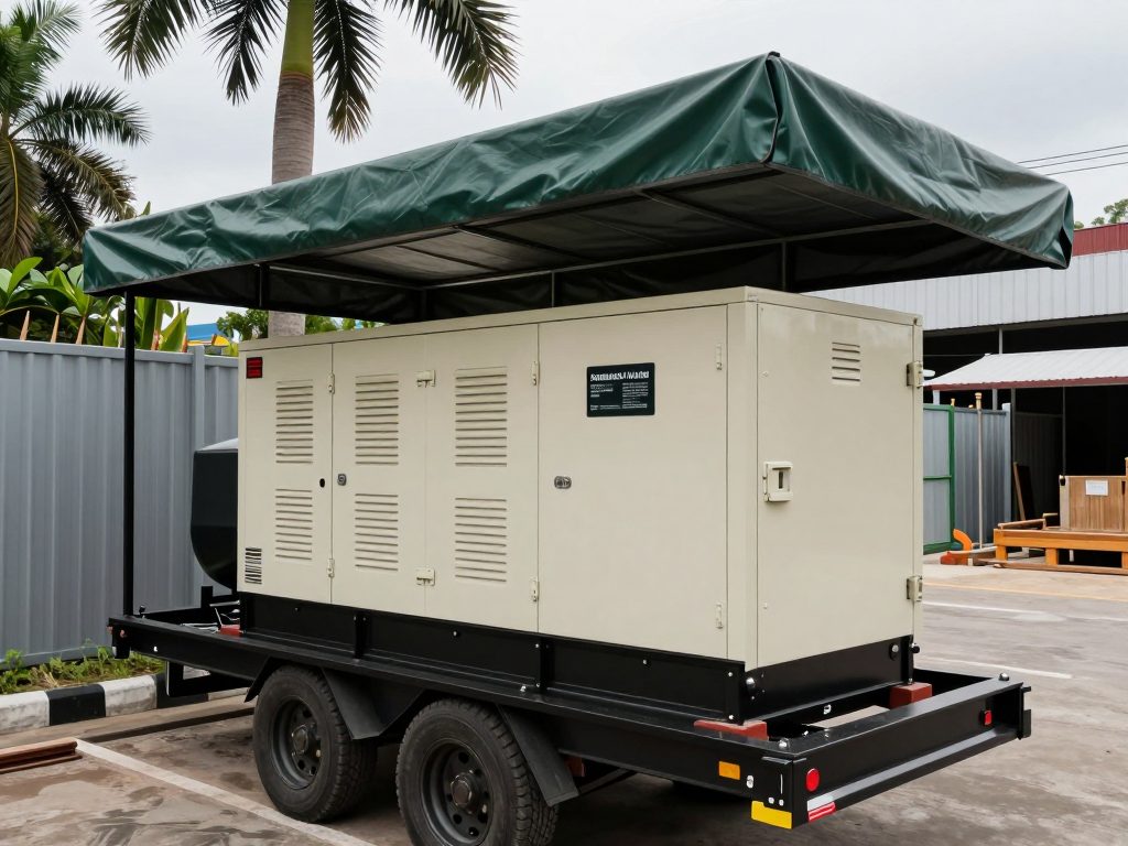Genset silent 50 kVA di samping pagar proyek