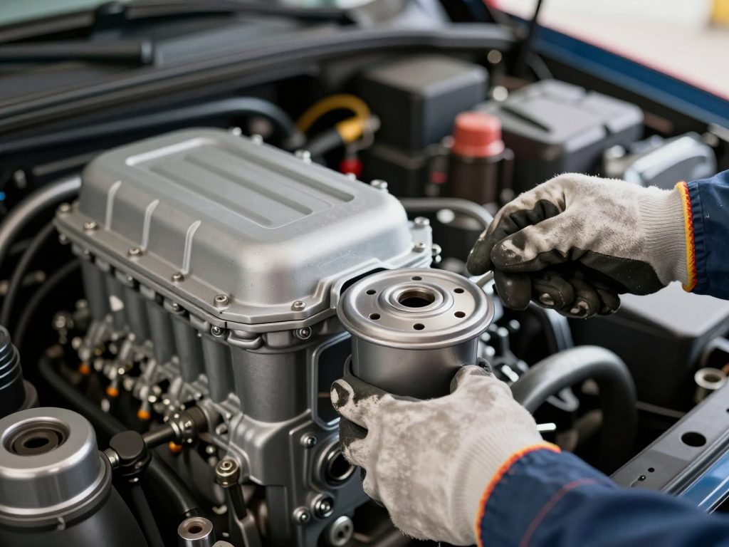 Mekanik mengganti filter oli mesin genset
